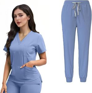 Gran oferta, conjuntos de uniformes médicos de manga corta Unisex, nuevo uniforme de enfermera de farmacia para hospitales, médicos, dentistas, ropa de trabajo para Dental - Product Image 2