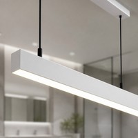 Luminaire suspendu linéaire LED en aluminium 1200 mm pour salle de bain, showroom, 6000K, intensité variable, lampe de plafond pour hall