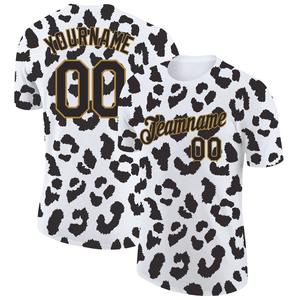 Direct Engro Sportswear Wholesale Custom White Black-Old <b>Gold</b> 3D Pattern Design Leopard Performance T-<b>Shirt</b> - Product Image 1