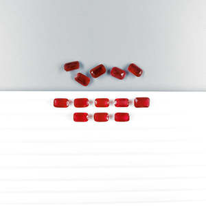 Natural Bangkok Ruby <b>Beads</b> 6x10mm & 6.5x10mm Long Cushions Faceted Emerald Cut Loose Gemstone 8mm Height Sapphire Material - Product Image 1