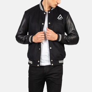 Chaquetas Varsity Personalizadas al por Mayor, Chaqueta Universitaria de Béisbol con Bordado, Mangas de Cuero, Chaqueta Bomber Letterman para Hombre, Chaquetas Varsity en Blanco OEM - Product Image 1