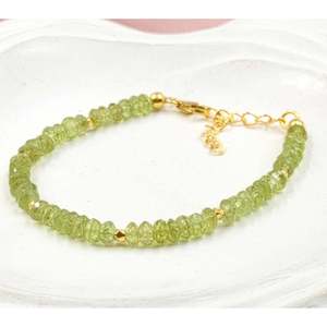 18K Gold Filled & 925 Sterling Silver Peridot Beaded Bracelet <b>Charm</b> <b>Bangles</b> with Pearl As Main Stone - Product Image 6