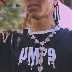 Venta caliente 925 Plata 14K Chapado en oro blanco 12mm Iced Out Iced Broken Heart Chain Collar para hombres - Product Image 4