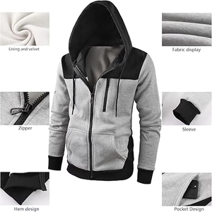 2026 Customized Two Color <b>Split</b> Regular Fit Hoodie High Quality Mens Outdoor Sportswear Oversized Winter Warm 100% Cotton Fleece - Product Image 2