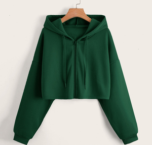 Sudaderas con capucha de manga larga con cremallera para mujer de alta calidad con logotipo personalizado estampado bordado Crop Top transpirable para invierno - Product Image 6
