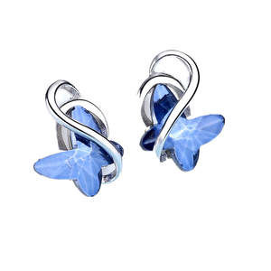 Orecchini a Farfalla Blu con Cristalli Swarovski in Argento Sterling - Product Image 1