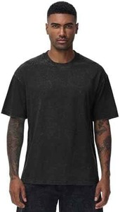 Camiseta de algodón 100% para hombre desgastada, logotipo Vintage en blanco, camiseta lavada a la piedra personalizada, camiseta lavada con ácido de gran tamaño, ropa de calle descolorida - Product Image 2