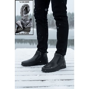 Stivali da Neve in Vera Pelle da Uomo con Doppia Cerniera e Fodera in Pelliccia Accessori Invernali Resistenti - Product Image 6