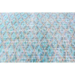 Alfombra de 5.7x8.3 pies, Alfombra Turca Vintage, Alfombra de Lana a Cuadros Azul y Amarillo - Product Image 5