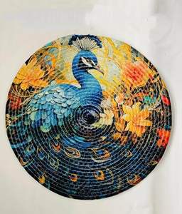 Por corazón Decoración para el hogar Clásico Ecológico Redondo Yute Juego de manteles individuales Mesa de comedor Mat Runner Pack 1 (Pavo real) - Product Image 1