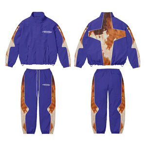 Conjunto de dos piezas con capucha para hombre, transpirable, de forro polar con cremallera, talla grande, estampado, cintura elástica, poliéster/algodón, resistente al viento - Product Image 6