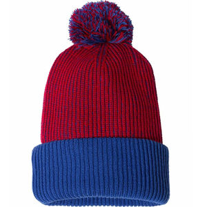 Gorro de Punto Acrílico con Pompones al por Mayor, Gorro Personalizado con Logotipo Bordado en el Borde, Gorro Holgado con Logotipo Bordado, Ropa Casual - Product Image 2