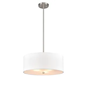 Lampe suspendue en tissu blanc, Base de lampe suspendue en fer pour salon, Style européen - Product Image 1