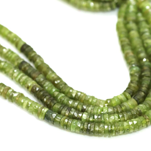 Cuentas Heishi de Gemstone Vessonite AAA: Color Oliva Sombreado, Facetadas, Forma de Neumático, Hilo de 16 Pulgadas - Product Image 1