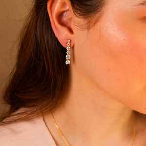 18K Gold Plated 925 Sterling <b>Silver</b> <b>Drop</b> <b>Earrings</b> Multi Brilliant Cut Moissanite Gemstone Claw Setting Dainty Fine Jewelry - Product Image 5