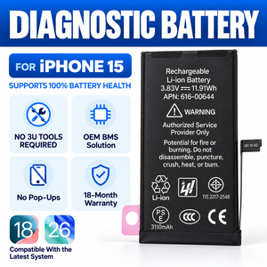 Batería de Repuesto para Teléfono Móvil iPhone X, XS, XR, 11, 11 Pro, 11 Pro Max, 12, 12 Pro, 12 Mini, 12 Pro Max, 13, 13 Pro, 13 Mini, 14, 14 Pro, 15, 16, 17, 18 - Product Image 1
