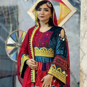 Robe kuchi vintage ethnique tribal, robe de soirée traditionnelle afghane/pakistanaise Kuchi Kochi 4001 - Product Image 2