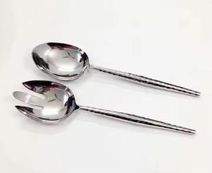 ชุดเสริฟสลัดสแตนเลสด้ามจับแตรเครื่องมือสลัดผักช้อนส้อมชุดอาหารเย็น - Product Image 2