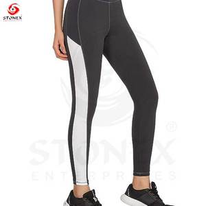 Pantalones deportivos azules de cintura alta para mujer, fábrica de compresión vívida sin costuras de secado rápido, venta al por mayor para adultos, patrón sólido - Product Image 5