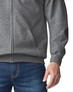 Sweat-shirt à capuche unisexe zippé en gris chiné foncé, sweat-shirt à capuche en polaire à fermeture éclair intégrale, impression de logo personnalisée OEM, vêtements décontractés pour hommes et femmes - Product Image 5