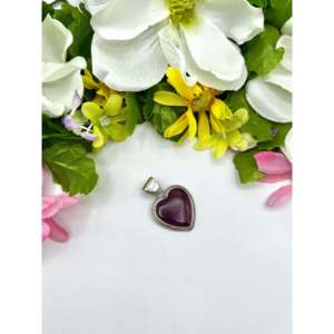 Handmade Navajo Pendant with Purple Spiny Oyster Shell Bezel Set in Sterling <b>Silver</b> Unique Bezel Setting Inlay Technology - Product Image 3