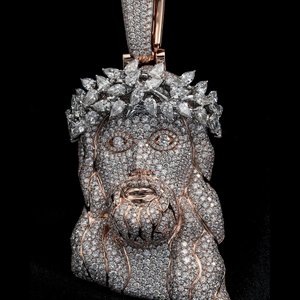 3.5 inch tùy chỉnh Jesus Mặt dây chuyền | 925 Bạc | vvs moissanite | đầy đủ đá ra | lê vương miện gai - Product Image 1