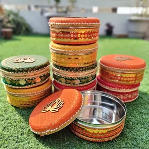 Stainless Steel Gift Box for Festive Occasions-Ladoos for New Year Christmas Wedding Mehndi Haldi Ramadan & Other Traditions - Product Image 1