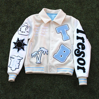 Jaket Varsity Letterman Kerah Tegak Bordir Vintage Berkualitas Tinggi Kustom 2025 untuk Pria Diproduksi oleh Custom