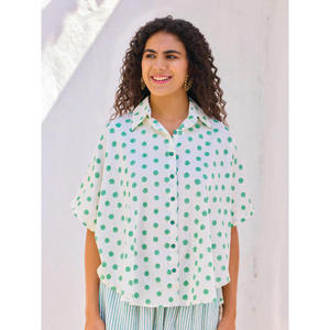 Knitted <b>Ladies</b> <b>Poncho</b> Shirt with Polka Dot Leopard and Floral Patterns Loose Fit for Office and Outwear - Product Image 2