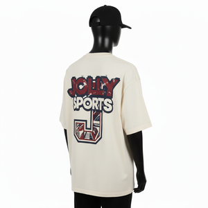 Camiseta Holgada para Hombre, Talla Grande, Algodón de Alta Calidad de 220 GSM, Corte Relajado, Color Crema, Logotipo Personalizado - Product Image 5