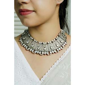 Mayur Paisley 925 <b>Silver</b> Chokar with Kundan Stone Setting Elegant Flower Pattern for Wedding Occasions - Product Image 1