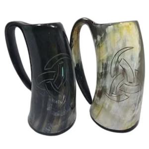Taza de cuerno de buey natural hecha a mano de fabricación india estilo vikingo para regalos y coleccionistas disponibles a un precio asequible - Product Image 3