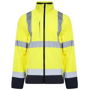 Veste Softshell de sécurité haute visibilité imperméable à deux tons jaune/bleu marine, réfléchissante, en vente chaude - Product Image 6