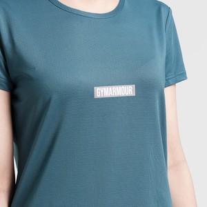 เสื้อยืดมินิมอลสำหรับผู้หญิง สีเขียวอมฟ้าเข้ม สไตล์ Y2K น่ารัก ลายหัวใจ ระบายอากาศได้ดี น้ำหนักเบา ไซส์เดียว ใส่ได้ทั้ง XS และ XXS - Product Image 5