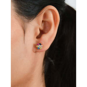 Boucles d'oreilles mode or pour femme avec accents colorés - Product Image 5