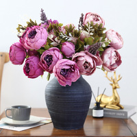 Pivoines de style européen simulées couleur printemps 13 fleurs de pivoines artificielles utilisées pour la décoration de salle d'échantillons d'accessoires de mariage
