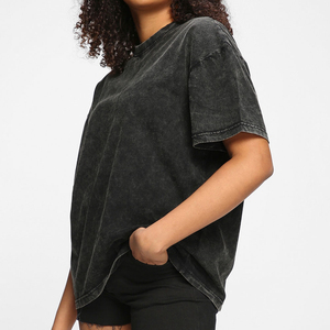 T-shirt femme de haute qualité délavé à l'acide personnalisable conception courte coton respirant grande taille nouveau Style en gros respirant - Product Image 6