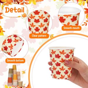 Gobelets à café jetables écologiques en PET/PLA pour Thanksgiving, 8 oz, assortiment de feuilles d'érable, récolte, vacances, boissons froides, thé, boissons - Product Image 3