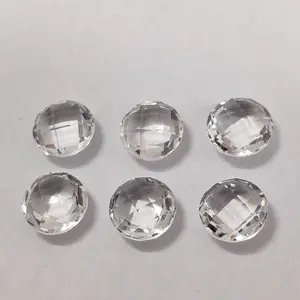 Doğal kristal kuvars 10mm yuvarlak briolette 3.3 cts için köpüklü daire dama crysta kolye kaliteli gevşek taş