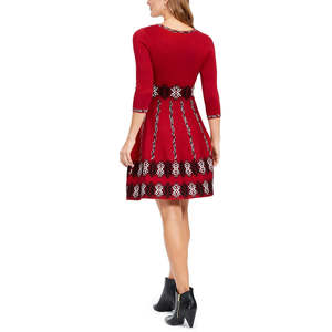 Robe pull décontractée rouge en crochet pour femme Taylor, taille XL, coupe trapèze avec taille naturelle, en nylon lavable, ODM - Product Image 2