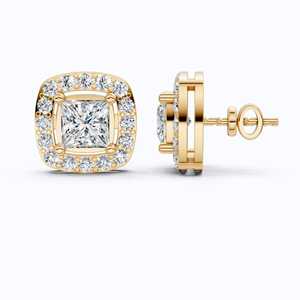 Pendientes de Diamantes Cultivados en Laboratorio con Corte Princesa para Mujer, 2.00 CT, Certificados por IGI, Oro Sólido de 14K, Chapado en Rodio de Lujo - Product Image 4