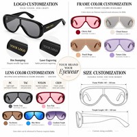 LBASHADES Lunettes de soleil tendance surdimensionnées Y2K, protection UV400, pour femmes et hommes, logo personnalisé, verres monobloc, OEM ODM