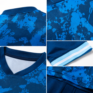 Ensemble Maillot et Short de Football Personnalisé Bleu en Polyester Respirant Séchage Rapide Tenue d'Entraînement Sportive Unisexe avec Nom Personnalisé - Product Image 6