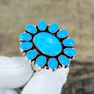 Anillo de compromiso de piedras preciosas naturales hechas a mano de Plata de Ley 925 turquesa regalo de Festival certificado IGI para mujeres - Product Image 4