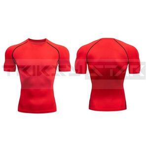 เสื้อรัดรูปแขนสั้นผู้ชายผ้ายืดหยุ่นสูงแห้งเร็วเสื้อผ้าออกกำลังกายในยิมผ้าฝ้ายปรับแต่ง100% ได้ระบายอากาศได้ดี - Product Image 4