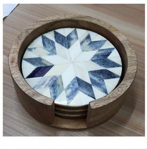 Custom Material Coaster Set Classic Style <b>round</b> Stone Pads for Kitchen Made in India - Product Image 1