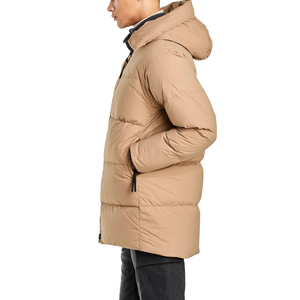 แจ็คเก็ตพัฟเฟอร์แบบมีฮู้ดปักลายดีไซน์ล่าสุดสำหรับฤดูหนาว  โลโก้ด้านหน้าสีน้ำตาลล้วน ความยาวปกติ ขายส่ง - Product Image 3