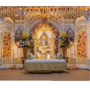 Decoración de escenario de ceremonia Shagun indio con Ganesha Marwari boda compromiso fiesta escenario decoración Sur boda recepción escenario - Product Image 1