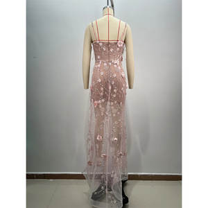 ชุดราตรีแม็กซี่ยาวไซส์ XL แฟชั่น สายเดี่ยวพิมพ์ลายดอกไม้ ผ้าชีฟองทรงบอลกาวน์ เอวธรรมชาติ สำหรับแขกในงานแต่งงาน - Product Image 6