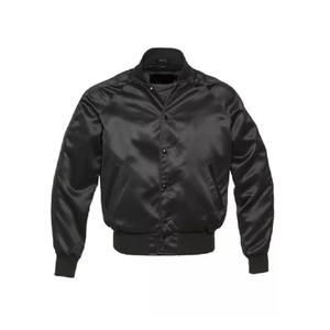 Noir sur la conception vierge propre logo plaine satin soie lettermen veste hommes, polyester satin soie lettermen gros varsity veste - Product Image 1